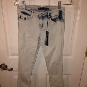 Blue and white tie dye jeans